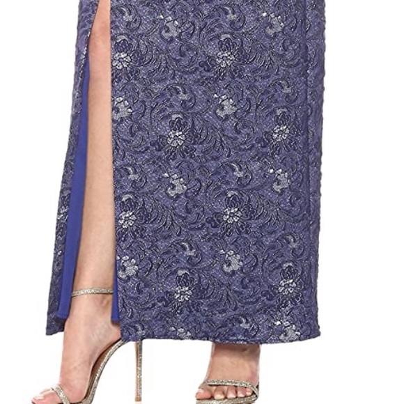 NWT JS Collections Cap Sleeve Brocade Ruched Dress - Picture 3 of 10